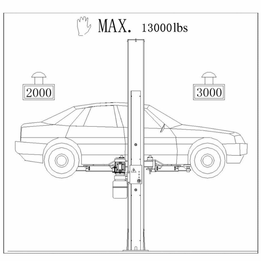L1200l 2 Post Lift Overhead Auto Lift 12,000 Lb. Capacity Truck Hoist