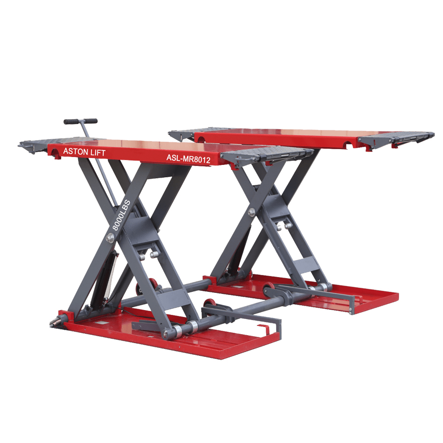 Aston 8000lb Car auto Scissor Lift Mid-Rise Electric Lock Release Max Height 47″