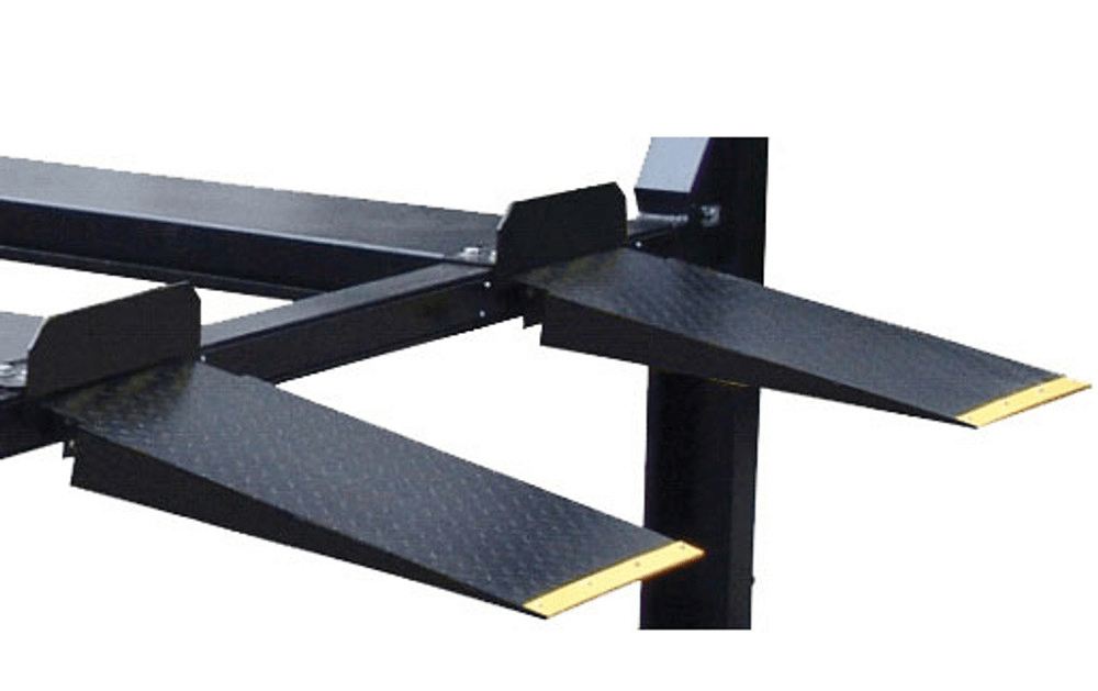 Tuxedo FP9K-DX-XLT 9,000 lb deluxe storage lift extended length / height with poly casters, drip trays, jack tray
