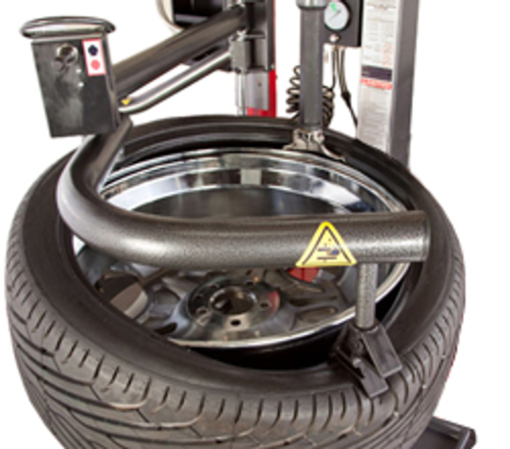 Ranger R76ATR tilt-back tire changer with assist tower – yellow/gray