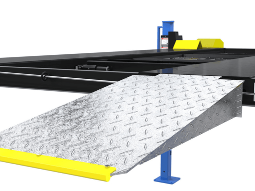Dannmar D4-9 Package 9,000-lbs. Capacity Four-Post Lift / Standard Rise, Standard Length / Includes Caster Kit, Drip Trays, and Aluminum Ramps