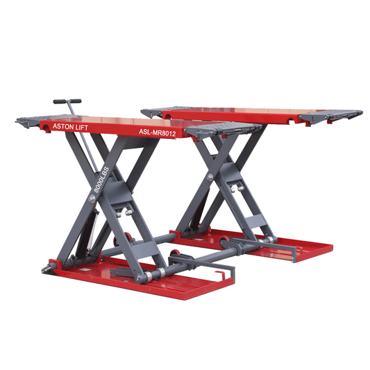 Aston 8000lb Car auto Scissor Lift Mid-Rise Electric Lock Release Max Height 47″