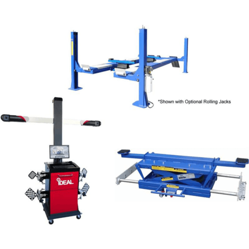 Tuxedo FP14KO-A 14,000 lb alignment lift, 3d image wheel aligner, rolling air jack combo package