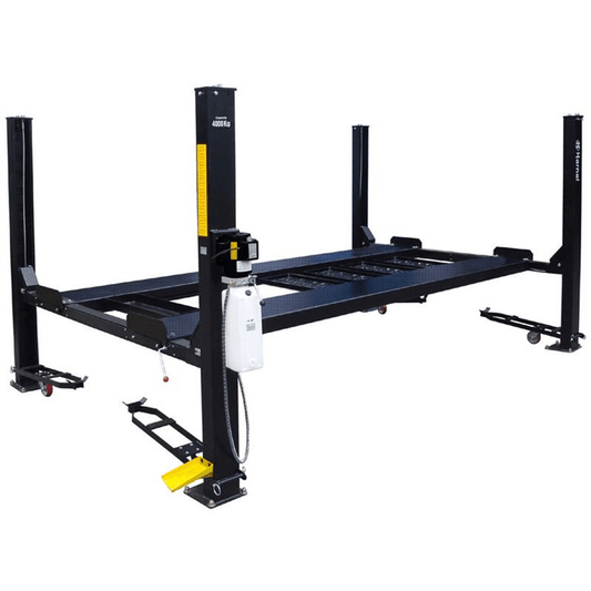 Tuxedo FP9K-DX-XLT 9,000 lb deluxe storage lift extended length / height with poly casters, drip trays, jack tray