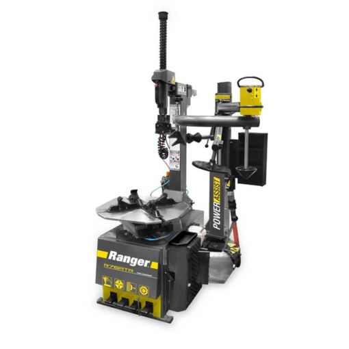 Ranger R76ATR tilt-back tire changer with assist tower – yellow/gray