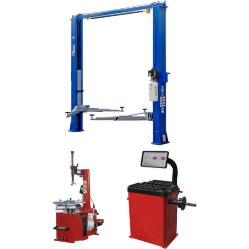 Ideal TP10KAC-DX 10,000 lb. ali certified 2-post, tc-530 tire changer, wb-953-b wheel balancer combo package