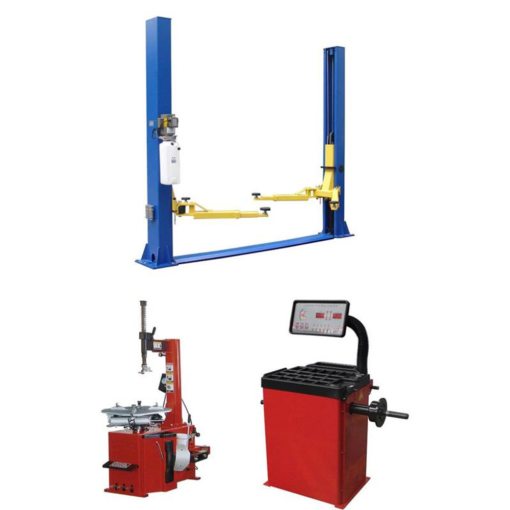 Tuxedo TP9KFX 9,000 lb 2 post lift, TC-530 tire changer, WB-953-B wheel balancer combo package
