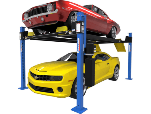 Dannmar D4-9 Package 9,000-lbs. Capacity Four-Post Lift / Standard Rise, Standard Length / Includes Caster Kit, Drip Trays, and Aluminum Ramps