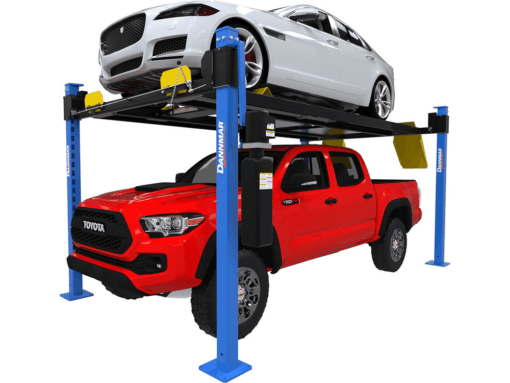 D4-9X Package 9,000-lbs. Capacity Four-Post Lift / High Rise, Extended Length / Includes Caster Kit, Drip Trays, and Aluminum Ramps